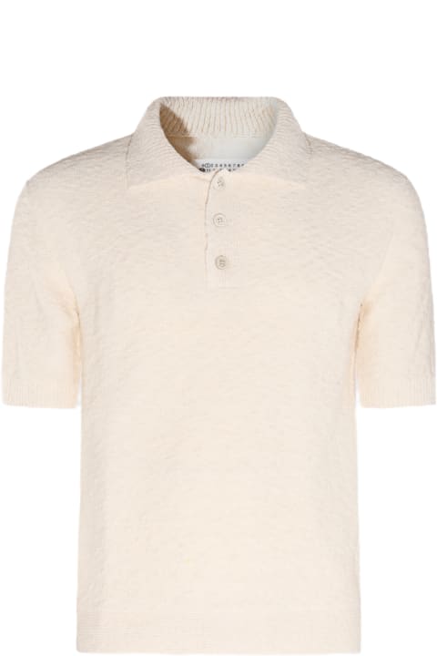 Clothing Sale for Men Maison Margiela Cream Cotton Blend Polo Shirt