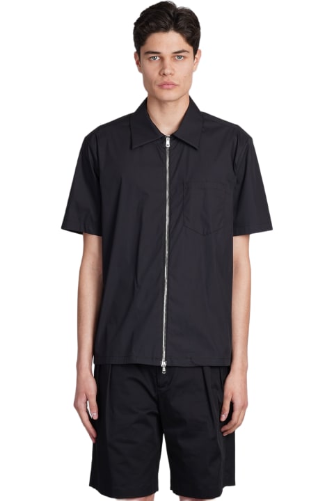 Low Brand Shirts for Men Low Brand Shirt Zip S143 Shirt In Black Cotton