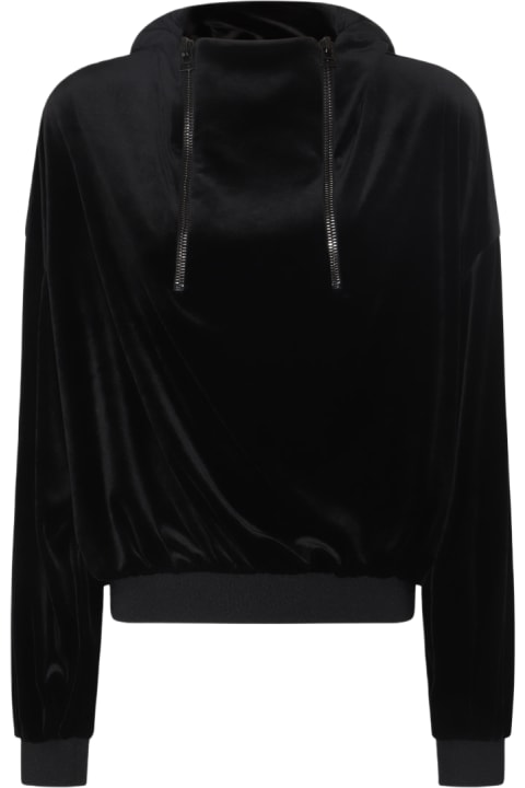Tom Ford Fleeces & Tracksuits for Women Tom Ford Black Stretch Lustrous Velour Sweatshirt