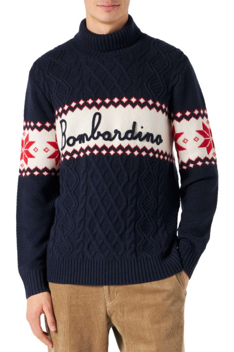 Homeware MC2 Saint Barth Half-turtleneck Sweater With Bombardino Lettering