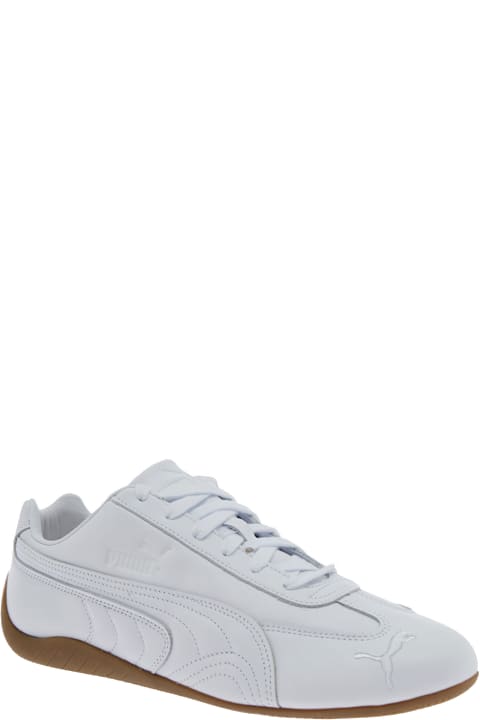 Puma for Kids Puma 'speedcat' White Low Top Sneakers With Embossed Logo On The Tongue And Contrasting Sole In Leather Unisex