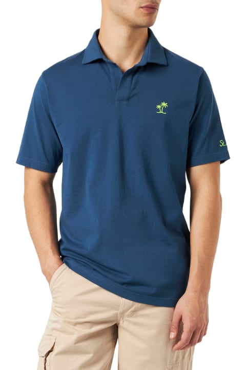Homeware MC2 Saint Barth Navy Bluecotton Jersey Man Polo