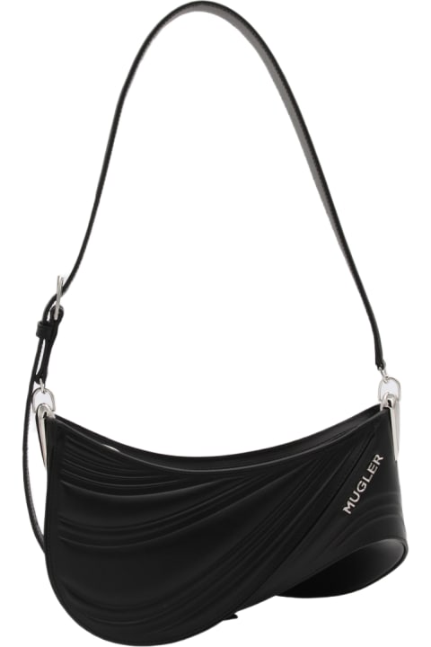 Mugler for Women Mugler Blacke Leather Curve Shoulder Bag