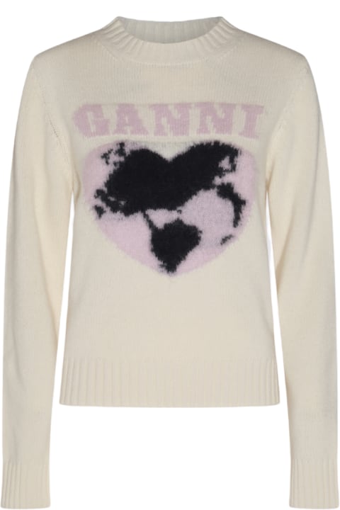 Ganni Sweaters for Women Ganni Cream Wool Knitwear