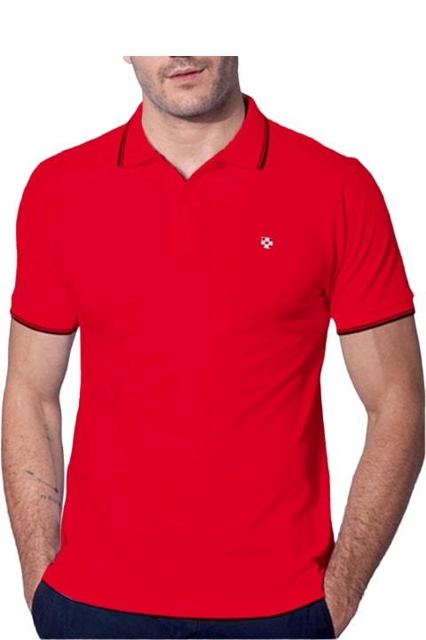 Homeware MC2 Saint Barth Red Piquet Polo With St. Barth Check Logo