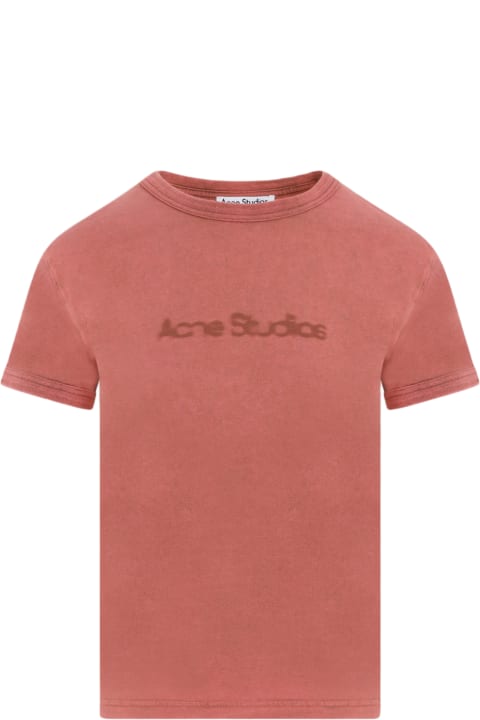 Acne Studios ملابس علوية لـ القسم الرجالي Acne Studios Logo Detailed Crewneck T-shirt