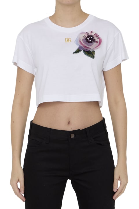 Dolce & Gabbana Clothing for Women Dolce & Gabbana T-shirt With Floral Appliqué