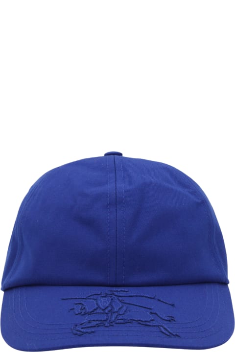 メンズ 帽子 Burberry Blue Cotton Blend Baseball Cap
