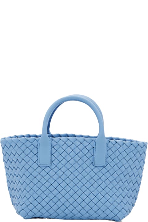 Bottega Veneta Bags for Women Bottega Veneta Cerulean Blue Leather Mini Cabat Handbag