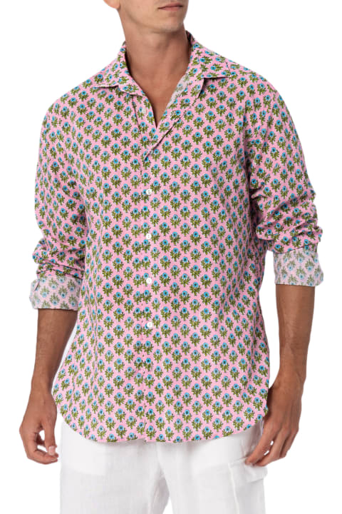 Homeware MC2 Saint Barth Man Muslin Cotton Shirt Sikelia With Radical Flower Print