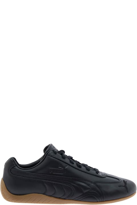 Puma for Kids Puma 'speedcat' Black Low Top Sneakers With Embossed Logo On The Tongue And Contrasting Sole In Leather Unisex