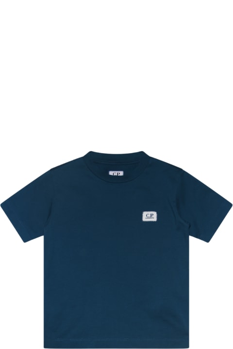 Topwear for Girls C.P. Company Blue Cotton T-shirt