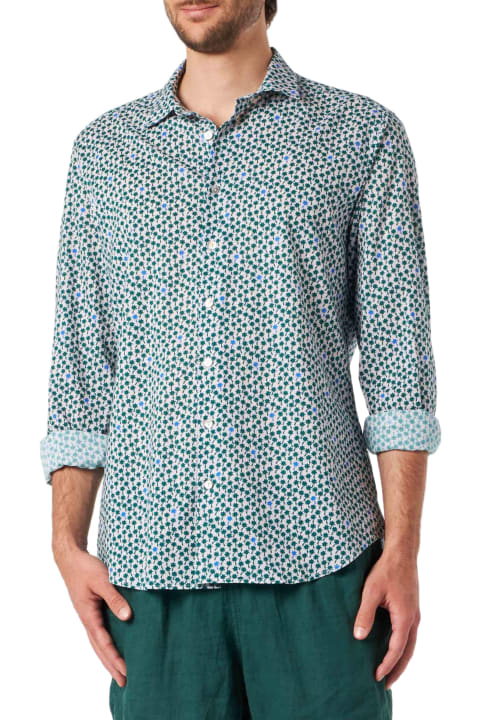 Homeware MC2 Saint Barth Man Muslin Cotton Sikelia Shirt With Palms Print