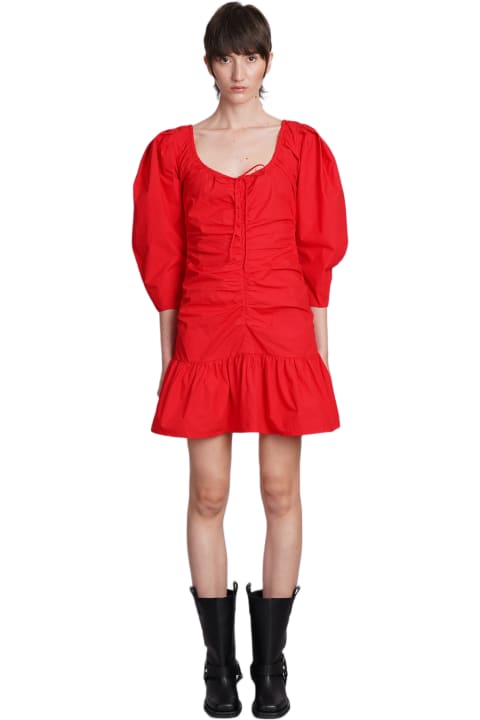 Ganni for Women Ganni Dress In Red Cotton