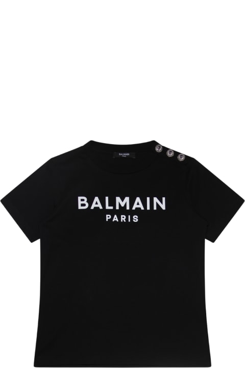 Balmain for Kids Balmain Black And White Cotton T-shirt