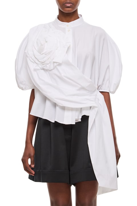 Fashion for Women Simone Rocha Cropped Puff Sleeve Shirt W/ Rose Sash
