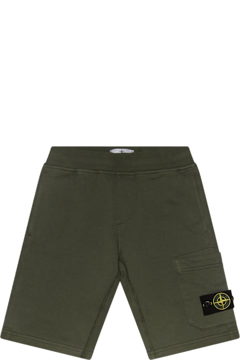 آخر صيحات الموضة من بنات Stone Island Dark Green Cotton Shorts