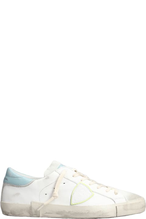 Philippe Model for Men Philippe Model Prsx Low Sneakers In White Suede And Leather