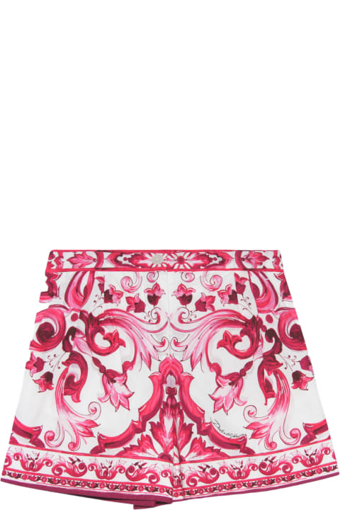 Dolce & Gabbana Bottoms for Boys Dolce & Gabbana Maioliche Fuchsia Cotton Shorts