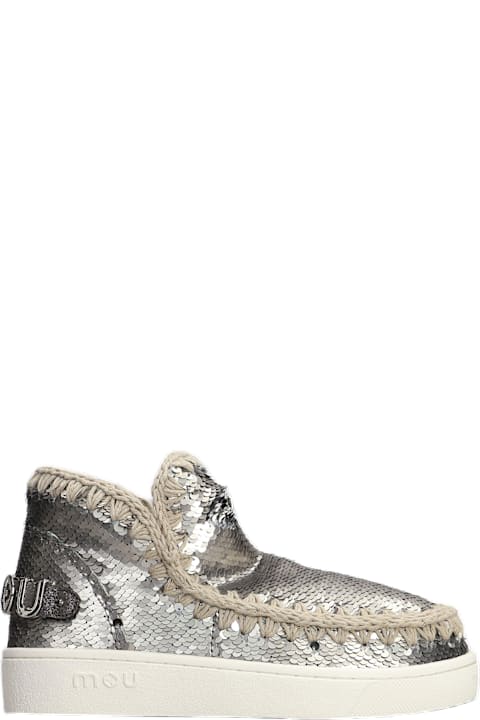 Mou Boots for Women Mou Eskimo Sneaker Low Heels Ankle Boots In Gunmetal Synthetic Fibers