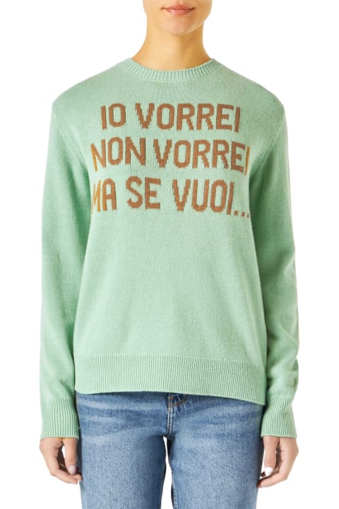 Fashion for Women MC2 Saint Barth Woman Green Sweater With Jacquard Print | Niki Dj Special Edition