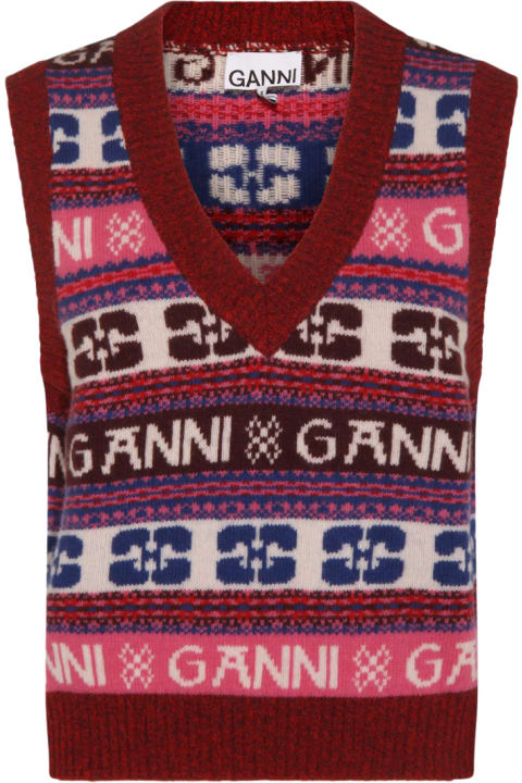 Ganni Coats & Jackets for Women Ganni Multicolor Wool Knitwear