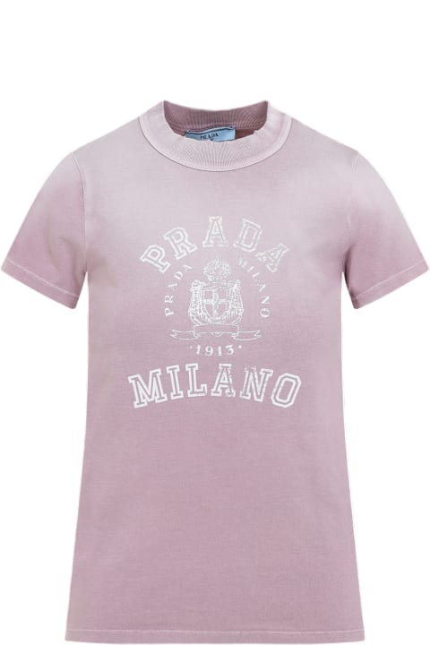 Prada ملابس علوية لـ السيدات Prada Cotton T-shirt