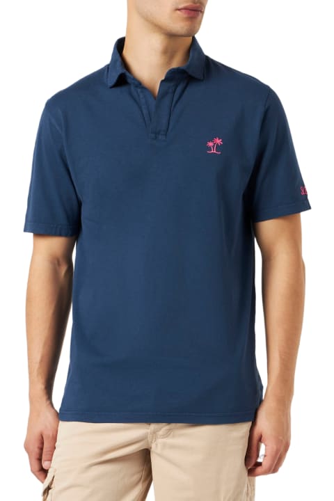 Homeware MC2 Saint Barth Navy Blue Cotton Jersey Man Polo