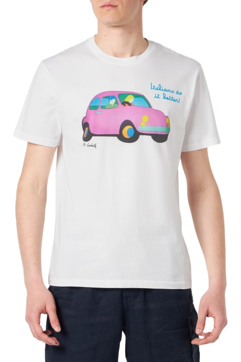 Homeware MC2 Saint Barth Man Cotton T-shirt With Lodola Car Print | Marco Lodola Art Special Edition