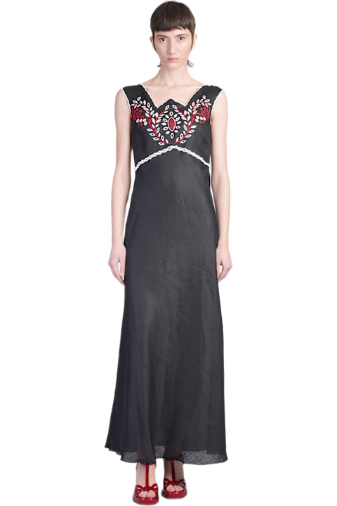Homeware Holy Caftan Athina Long Dress In Black Linen
