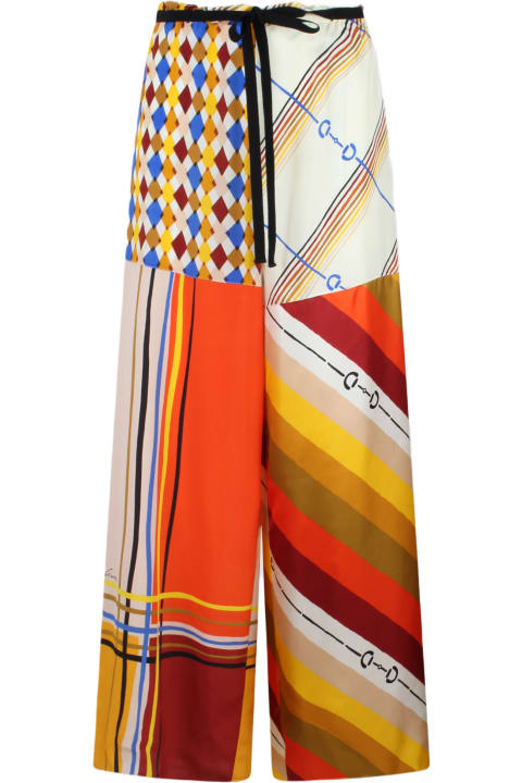 Heritage Patchwork Print Silk Trousers
