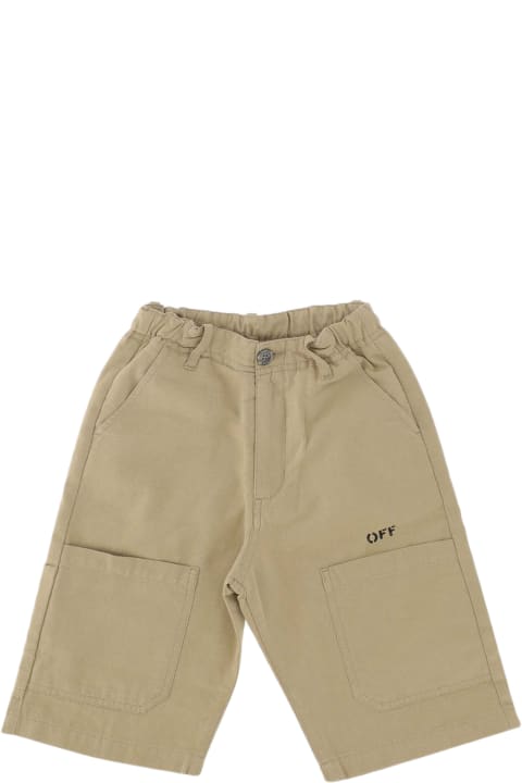 Bottoms for Boys Off-White Cotton Bermuda Shorts With Logo