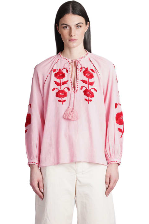 Topwear for Women Antik Batik Ila Blouse In Rose-pink Cotton