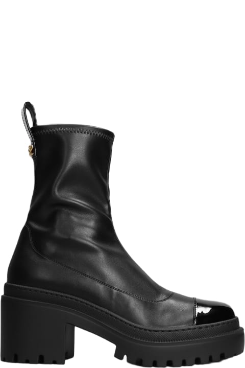 Giuseppe Zanotti for Women Giuseppe Zanotti Vicentha Low Heels Ankle Boots In Black Leather