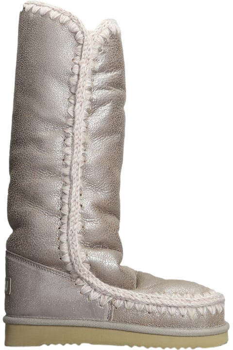 Mou for Kids Mou Eskimo 40 Low Heels Boots In Beige Suede