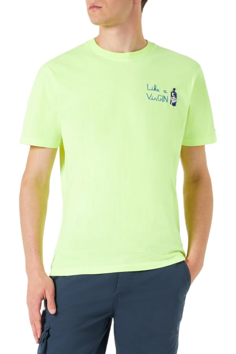 Homeware MC2 Saint Barth Man Cotton T-shirt With Like A Virgin Embroidery