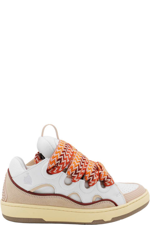 Lanvin for Women Lanvin White And Beige Leather Sneakers