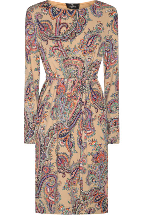 Fashion for Women Etro Beige Pasley - Print Belted Dress