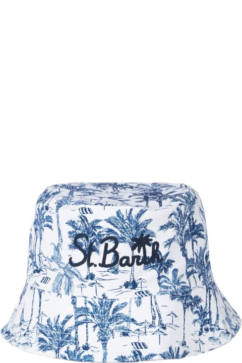 MC2 Saint Barth Hats for Men MC2 Saint Barth Cotton Bucket Hat With Front Embroidery And Toile De Jouy Pattern