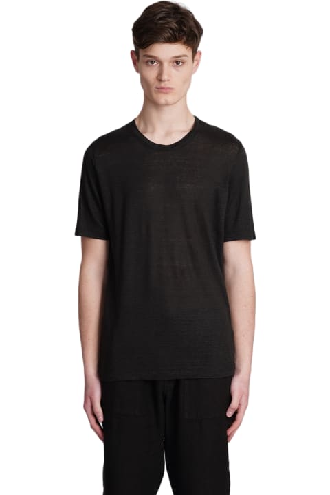 120% Lino Clothing for Men 120% Lino T-shirt In Black Linen