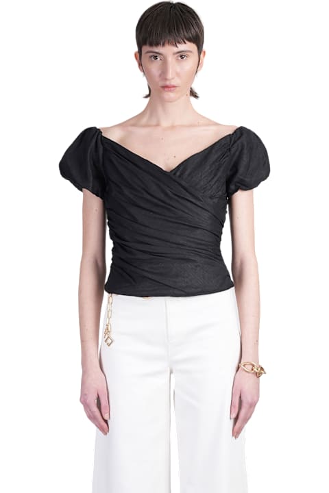 Cult Gaia Women Cult Gaia Helene Topwear In Black Linen