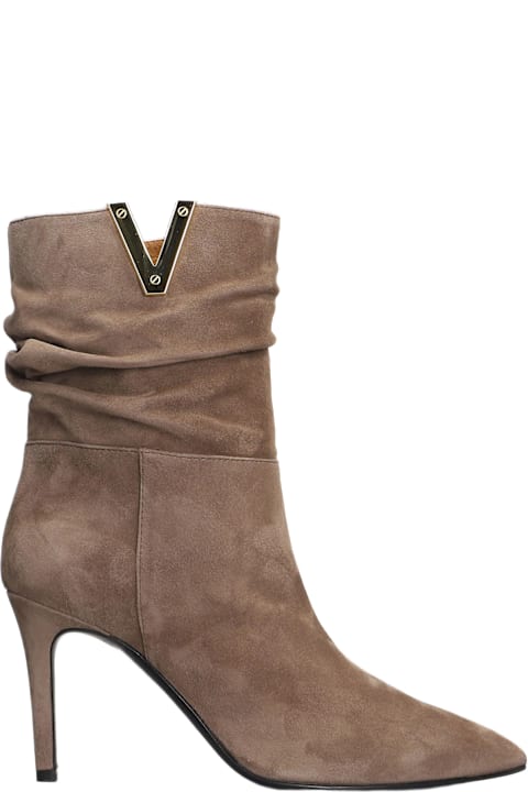 Via Roma 15 for Women Via Roma 15 High Heels Ankle Boots In Taupe Suede