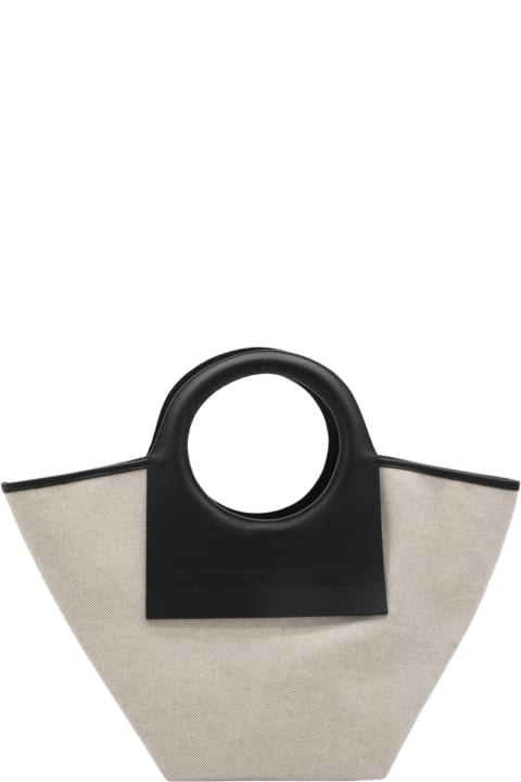 Fashion for Women Hereu Beige And Black Leather And Canvas Cala Tote Bag