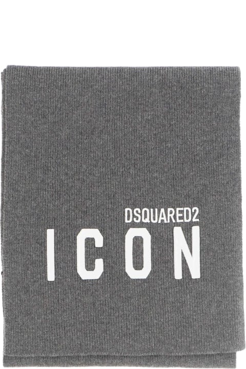 メンズ Dsquared2のスカーフ Dsquared2 Logo Embroidered Knitted Scarf