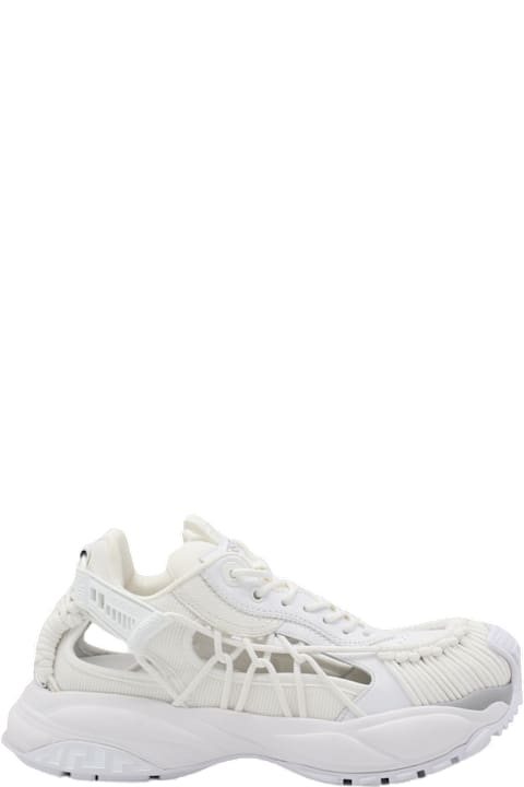 Homeware Versace White Leather And Fabric Mercury M_vs_01 Sneakers