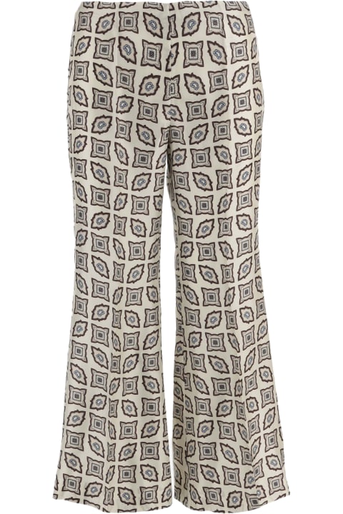 ウィメンズ Alberto Bianiのパンツ＆ショーツ Alberto Biani Silk Pants With Geometric Pattern