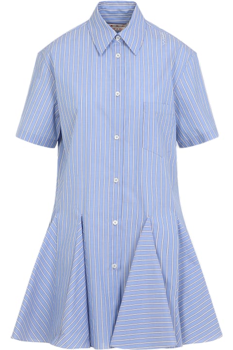 【関税＆送料込み】Marni Light Blue Cotton Mini Dress Marni Light Blue Cotton Mini Dress - Blue China | Garmentory