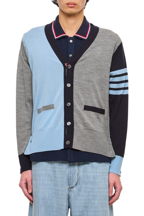 Thom Browne Coats & Jackets for Men Thom Browne 4 Bar Stripe Classic V Neck Wool Cardigan