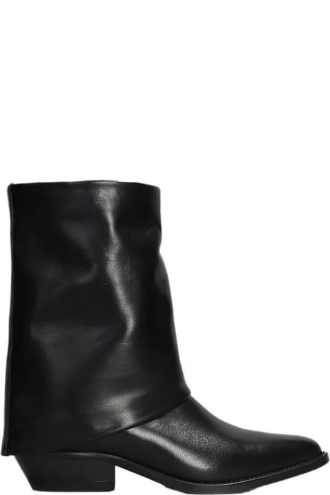 Julie Dee Shoes for Women Julie Dee Texan Ankle Boots In Black Leather