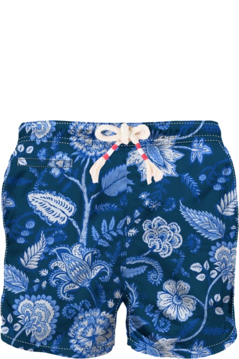 Homeware MC2 Saint Barth Man Swim Shorts With Blue Flower Print